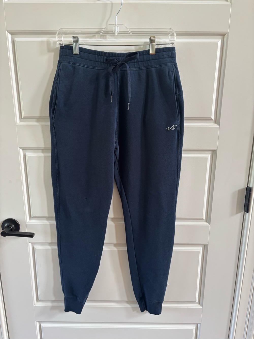 Hollister Navy Blue Fleece Jogger Sweatpants Men’s XS Drawstring Cotton Blend